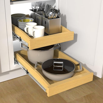 Wooden Pull out Cabinet Organizer 17" W x 21" D x 3.35" H, Heavy Duty Slide Out - Image 6