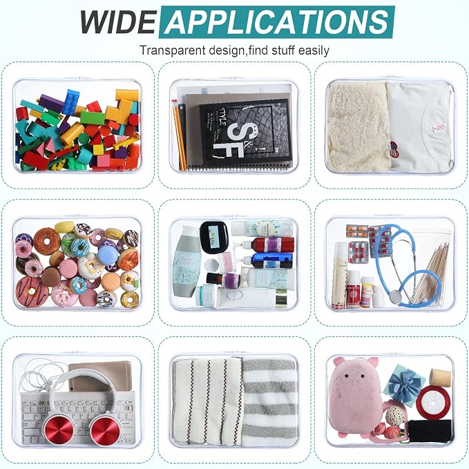 Sanwuta 6 Pcs Clear Hard Zipper Case Hard Plastic Zipper Pouches Transparent - Image 7