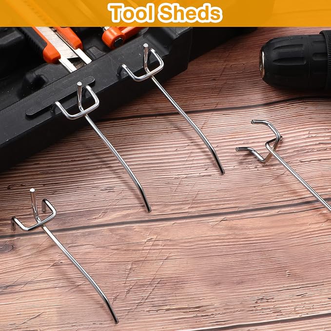 Funrous 100 Pack Peg Board Hooks Stainless Steel Pegboard Hooks Shelving - Image 5