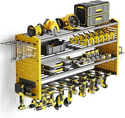 Tomorotec 4-Layer Wall-Mounted Power Tool Storage Rack, Heavy-Duty Steel Drill by Tomorotec
