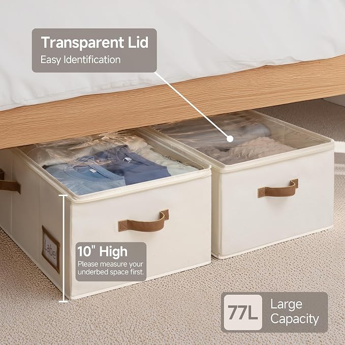 StorageWorks Under Bed Storage Bins, 77L Clothes Organizer - Image 3