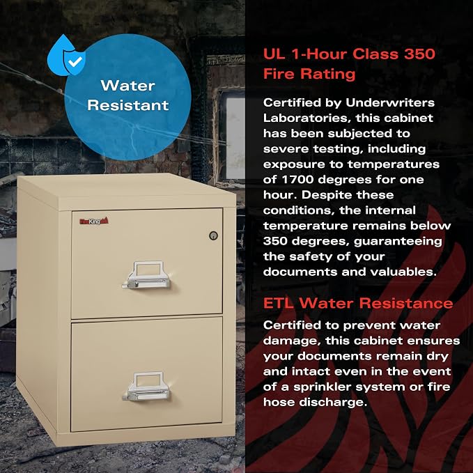 FireKing Vertical 2 Drawer Letter Fire Safe File Cabinet - Image 5