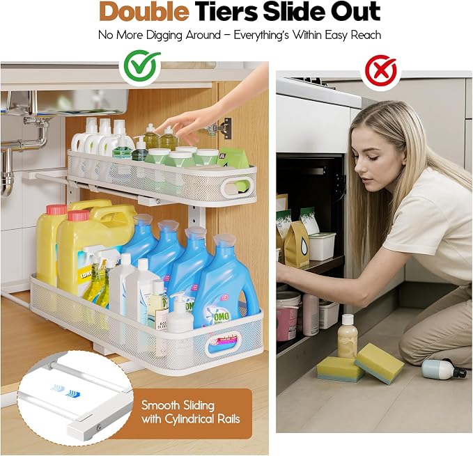 2 Pack 21.3IN-Depth Under Sink Organizer - Image 3