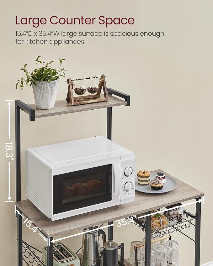 VASAGLE Baker's Rack, Microwave Stand, Kitchen Storage Rack - Image 3