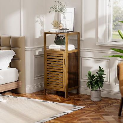 HITNET Bathroom Cabinet, Bamboo Floor Cabinet Free Standing, 4 Tier Sofa Side - Image 2