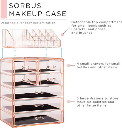 Sorbus Clear Cosmetic Makeup Organizer - Image 2