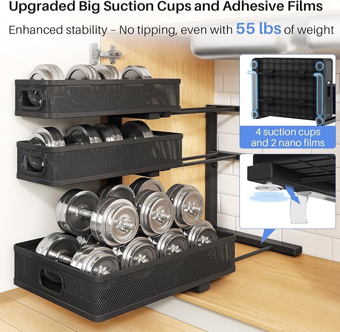 Under Sink Organizer, Height Adjustable Slide out Storage Drawer Rack - Image 6