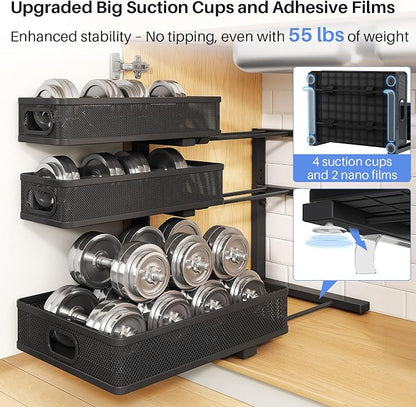 Under Sink Organizer, Height Adjustable Slide out Storage Drawer Rack - Image 6