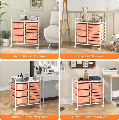 Giantex 9 Drawers Rolling Cart, Classroom Organizers, Storage Cart - Image 9