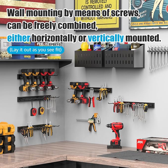 CCCEI 5 Modular Pegboard Strip Storage, Metal Peg Slat Wall Mount - Image 6