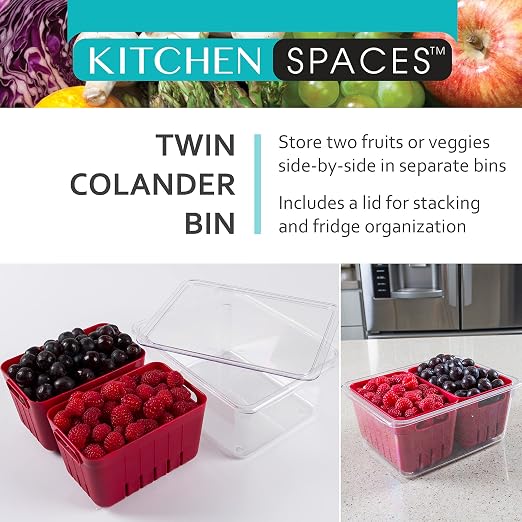 Kitchen Spaces Twin Colander Food Storage Container, Strainer and Fridge - Image 9