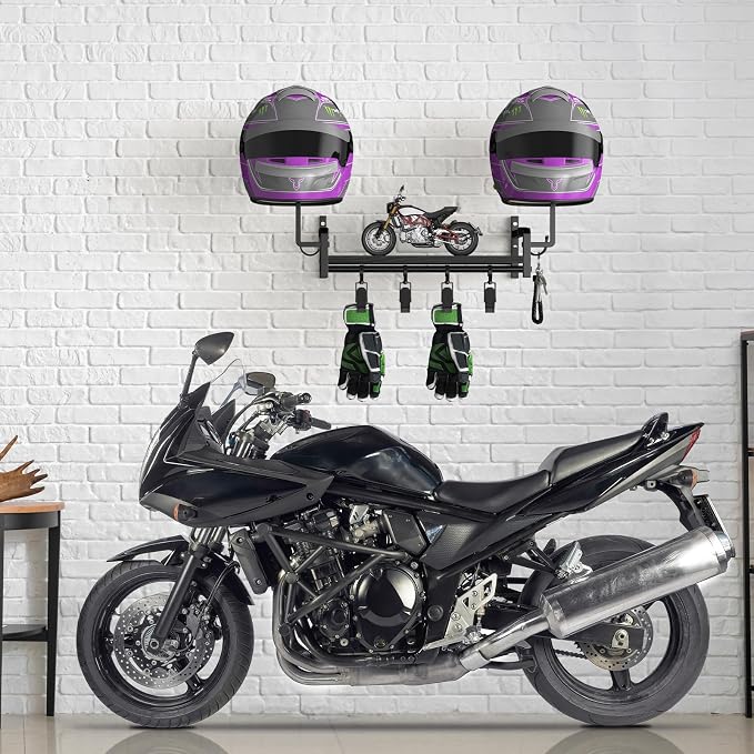 OYEAL Helmet Rack Wall Mount Black Motorcycle Helmet Holder - Image 7