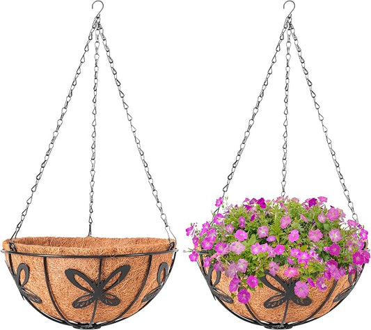 Hanging Baskets Planter for Plants, 2 Pack 12 Inch Round Metal Wire Hanging by ARVINKEY