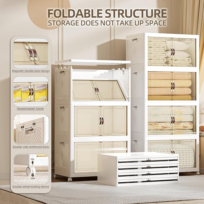 416 QT / 104 Gal Large Foldable Stackable Plastic Storage Cabinet - Image 3