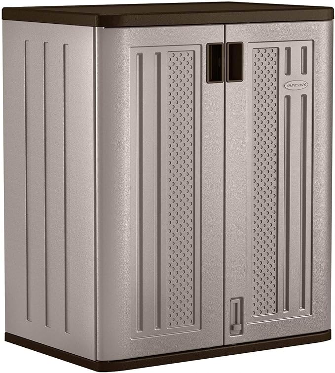 Suncast 4 Pack 9 Cu. Ft. Base Storage Cabinet, Resin Garage Organizer, Platinum - Image 4