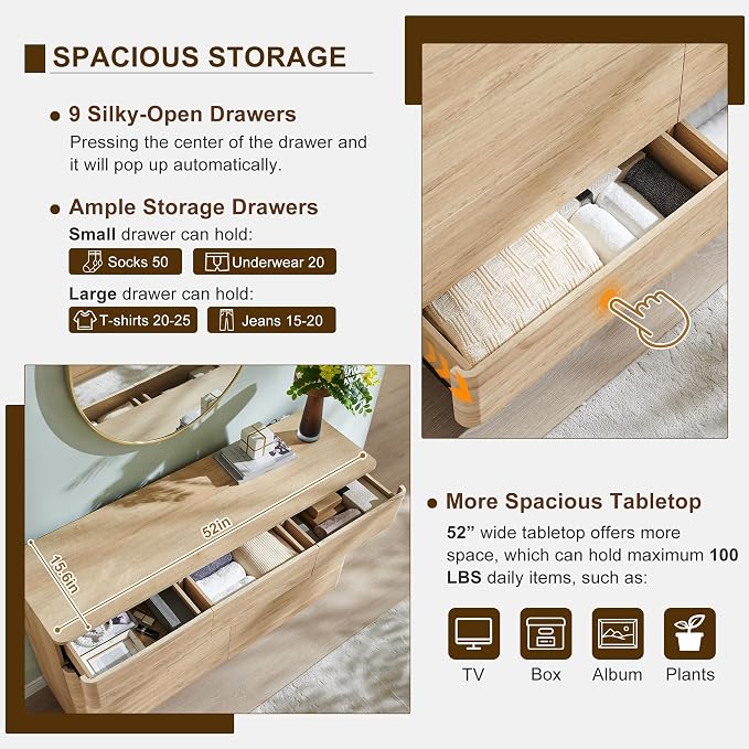 ACCOHOHO Modern 9 Drawer Dresser - Image 4