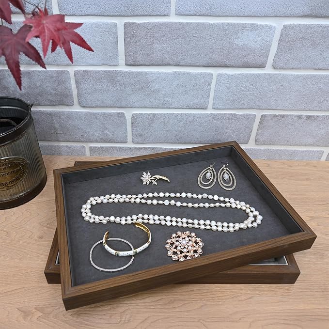 MOOCA 2 Pcs Wooden Jewelry Display Tray, Presentation Tray, Organizer - Image 7