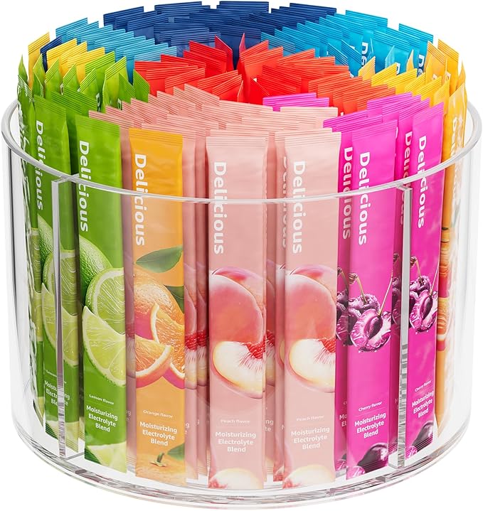 Divided Drink Packet Organizer, Rotating Turntable Organizer, Water Drink by SlowSLog