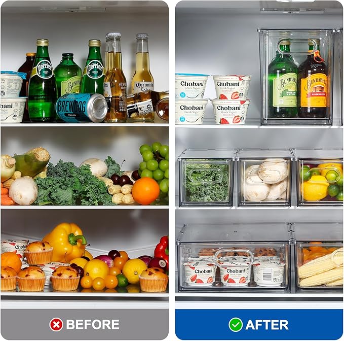 Fridge Drawer Pull Out Stackable Bins, Fridge Organizer Storage - Image 5
