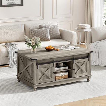 ALLSTAND 48" Farmhouse Lift Top Coffee Table - Image 7