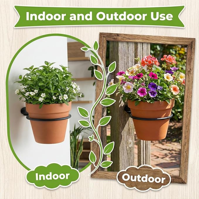 8 Inch Wall Plant Holder Set of 8, Metal Flower Pot Hangers, Wall Mounted - Image 6