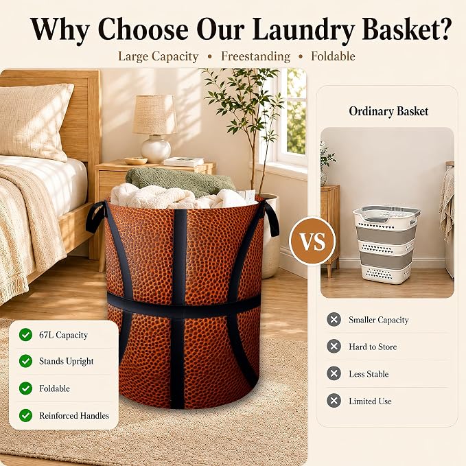 Basketball Texture Laundry Basket - Image 3