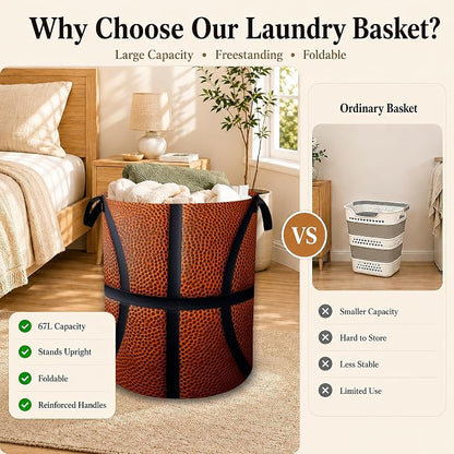 Basketball Texture Laundry Basket - Image 3