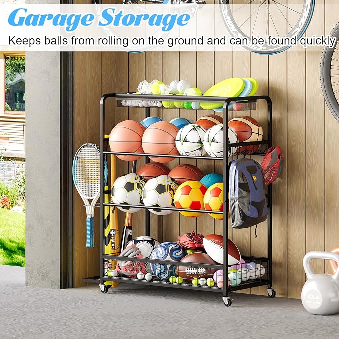 Garage Sports Equipment Organizer, Sports Ball Organizer - Image 4