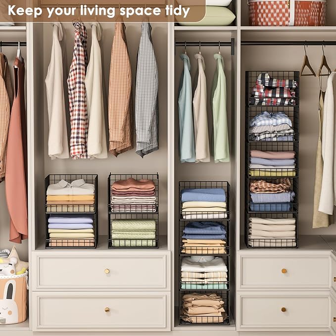 5-Tier Stackable Closet Organizers and Storage Baskets, Closet Shelf Organizer - Image 5
