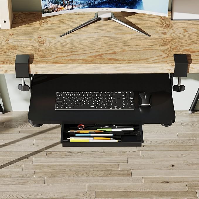 ETHU Keyboard Tray Under Desk, 19.7" X 11.81" Small Size Keyboard Drawer - Image 4