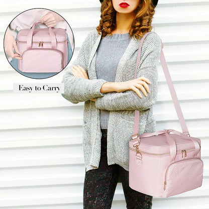Travel Makeup Bag with 2 Pouches and Adjustable Dividers, Large Cosmetic Case - Image 6