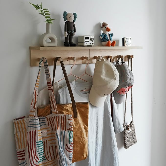 Entrance Coat Rack ，Coat Hooks, Wall-Mounted Wooden Hook Rack, Wall-Mounted by CreatedOn2005