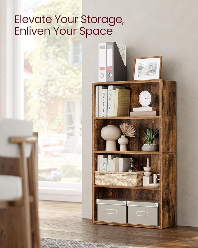 VASAGLE Set of 2 Bookshelves, 23.6 Inches Wide, 4-Tier Open Bookcases - Image 4