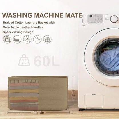 60L Small Wicker Laundry Basket - Image 8