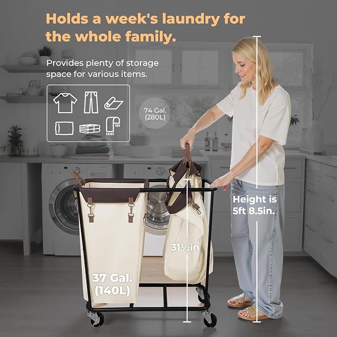 StorageWorks 280L Large Lanudry Hamper - Image 3