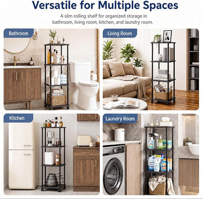 4-Tier 38.2" Tall Black Bathroom Shelving Unit - Image 7