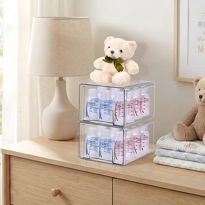 Sorbus Large Clear Stackable Storage Drawers – 2-Pack Plastic Organizer Bins - Image 4