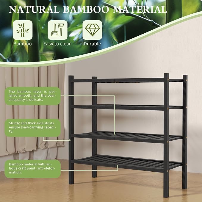 ROMGUAR CRAFT 4 Tier Bamboo Shoe Rack - Image 5