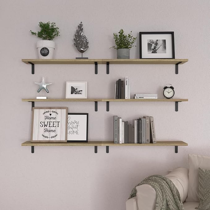 WOPITUES Wood Floating Shelves Set of 6, 24 inch Long Floating Shelves - Image 6
