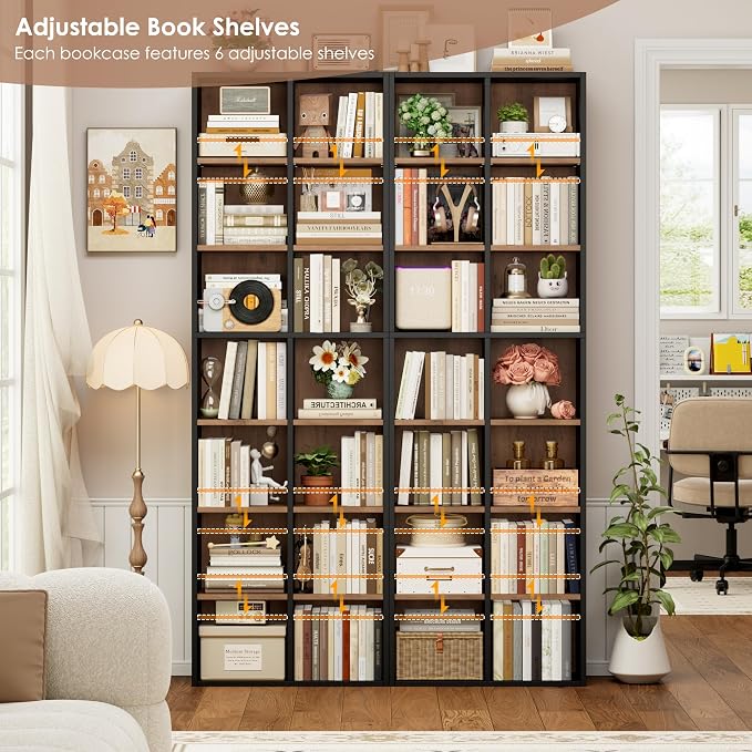 FOTOSOK Bookshelf Bookcase 7-Tier Narrow Bookshelf Tall CD Media Tower Rack | - Image 7