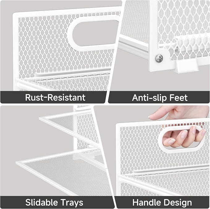Paper Organizer for Desk with Handle, 6-Tier | Metal Mesh File Organizer - Image 4