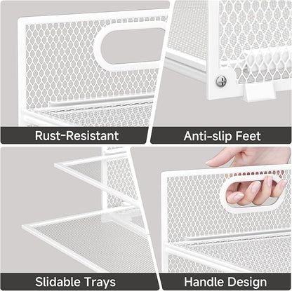 Paper Organizer for Desk with Handle, 6-Tier | Metal Mesh File Organizer - Image 4
