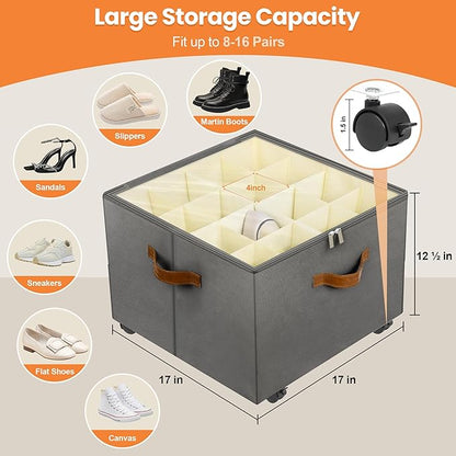 Foyego Shoe Organizer for Closet, 2 Pack Shoe Storage Organizer - Image 3