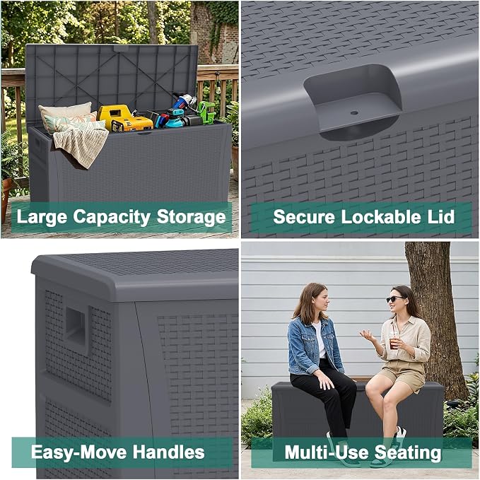 EHHLY 121 Gallon Outdoor Storage Box Large, Lockable Outside Storage Containers - Image 8