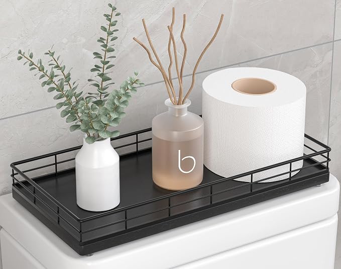 Toilet Paper Basket Organizer – Oak Wood Toilet Tank Tray by Focusonit