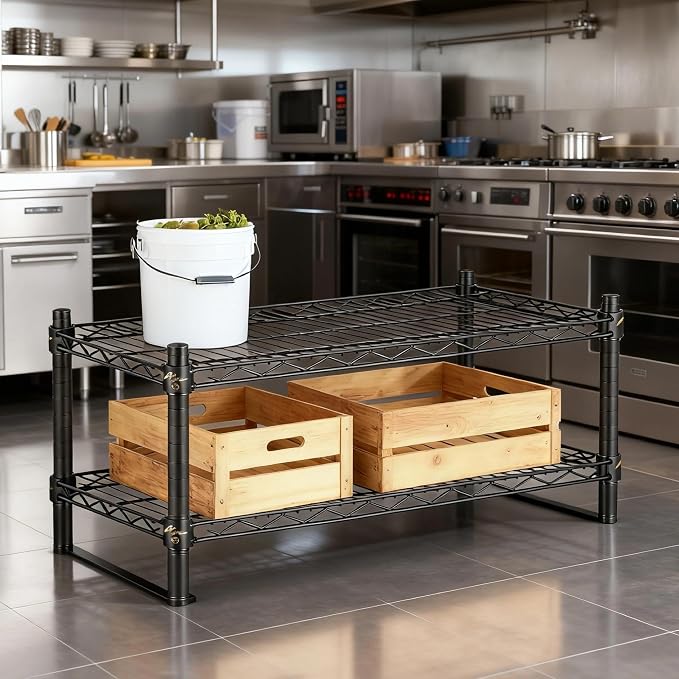 APLSS 12" D x 36" W x 14" H Black Heavy Duty Wire Shelving - Image 2