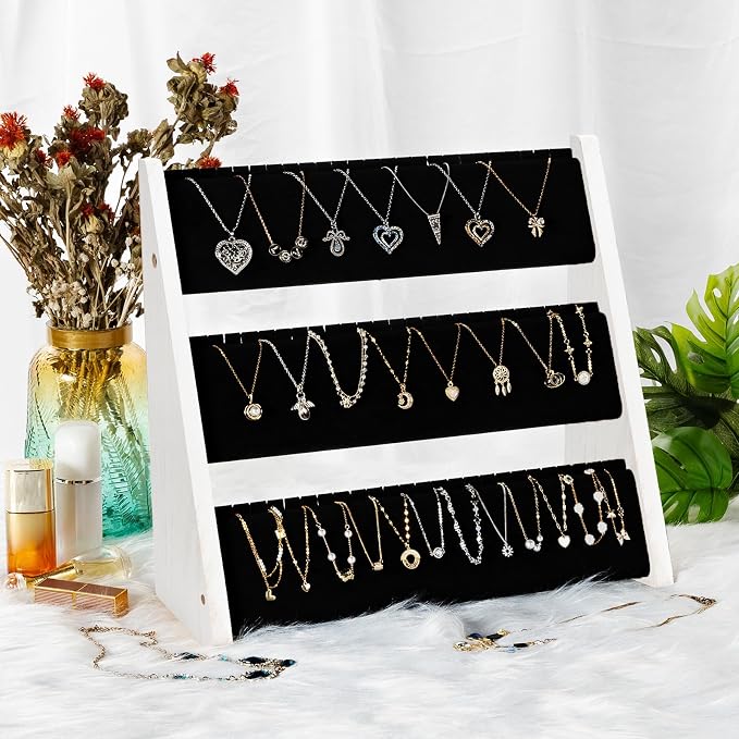 Necklace Organizer, 3-Tier Necklace Holder Jewelry Organizer Stand - Image 2