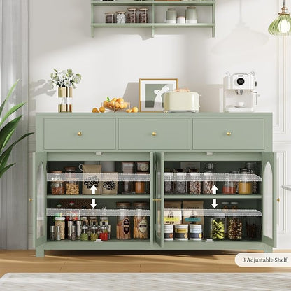 FINETONES Buffet Cabinet with Storage, 55.1" Large Sideboard Buffet, Farmhouse - Image 5