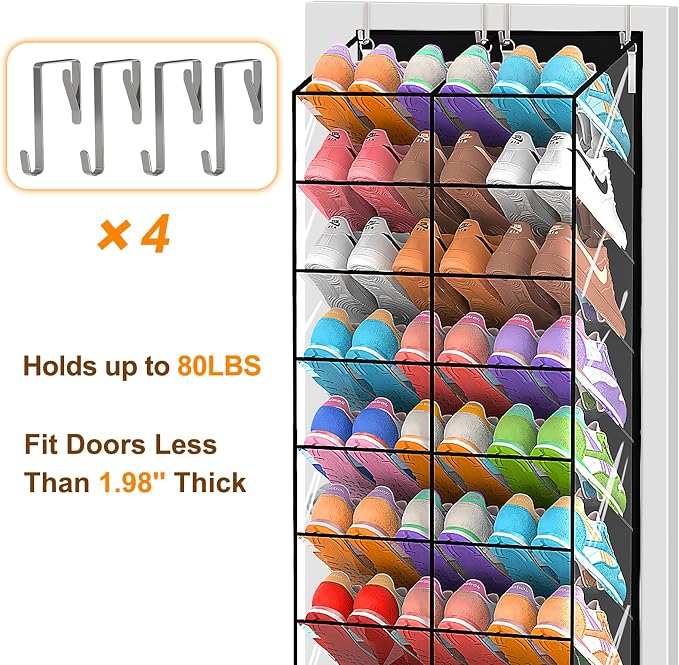 20-30 Pairs Over the Door Shoe Organizer, Transparent PVC Hanging Shoe Rack - Image 6
