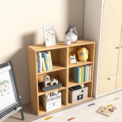 Wooden 3 Cube Storage Organizer, 3 Tier Low Bookcase Freestanding Storage - Image 7